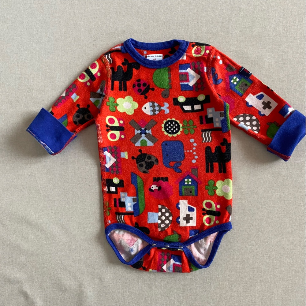 Polarn O. Pyret Long-Sleeve Stretchy Colourful Print Bodysuit 4-6 Months